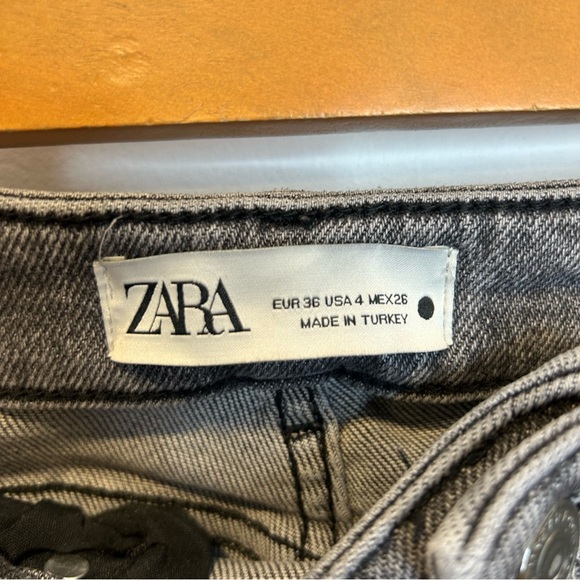 Zara Midrise Raw Hem Slim Jeans Washed Black - Picture 4 of 7